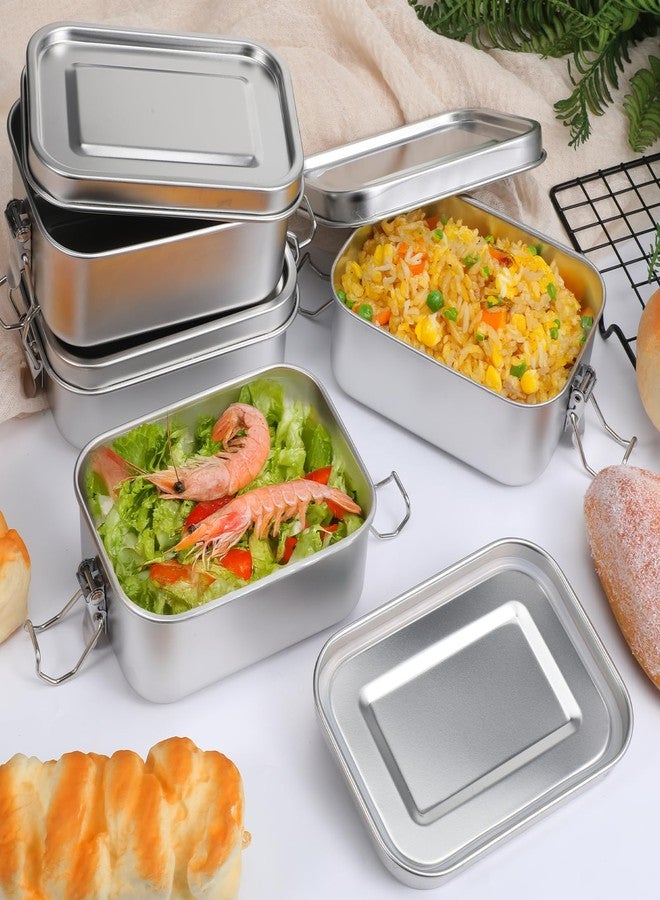 Zelphvt 4 Pcs 304 Stainless Steel Bento Box 550ml/18.6oz Metal Lunch Containers Stainless Steel Food Storage Containers Metal Meal Prep Container with Lockable Clips for Work Picnic Camping, Leak Proof - Image 5